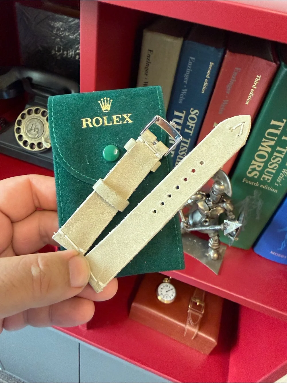 ✅ Rolex Beige Suede Leather Watch Strap with Silver Buckle 👌